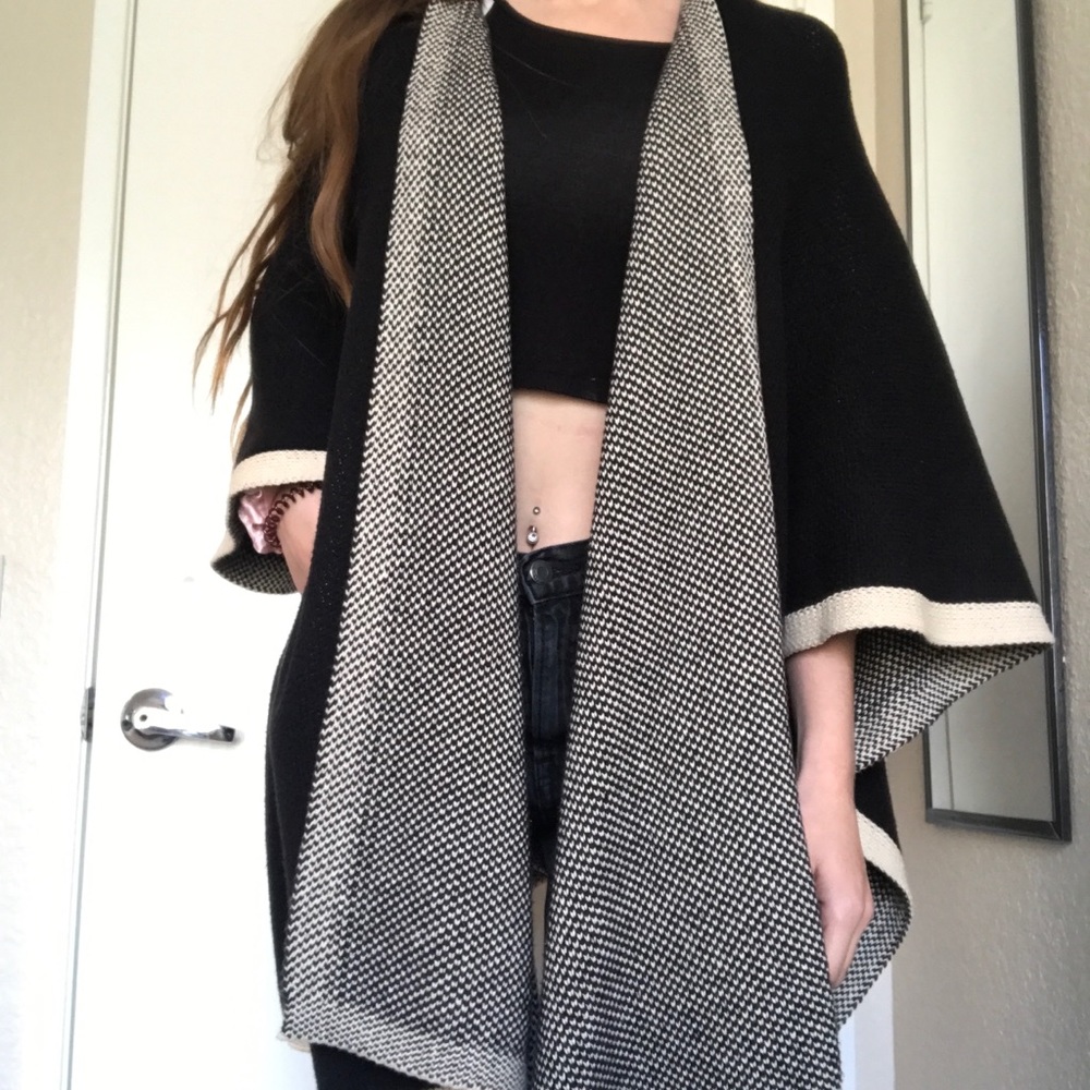 OS Black and Cream Poncho